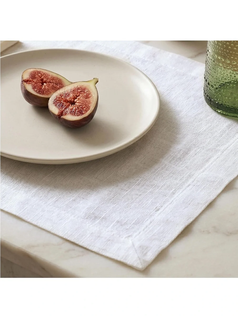 NEW Solino Home 100% European Flax Linen Placemats Set of 4, White